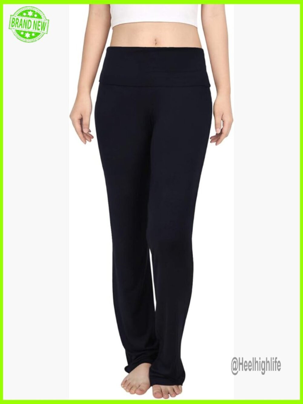 High Waist Flare Leg Yoga Pants Fold Over Workout Leggings Medium